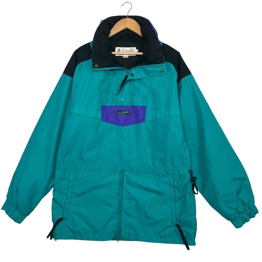 VTG Columbia Pullover Jacket Mens Medium Nylon Windbreaker Radial Sleeve 90s